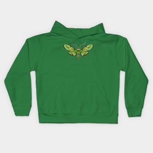 olive green butterfly moth Kids Hoodie